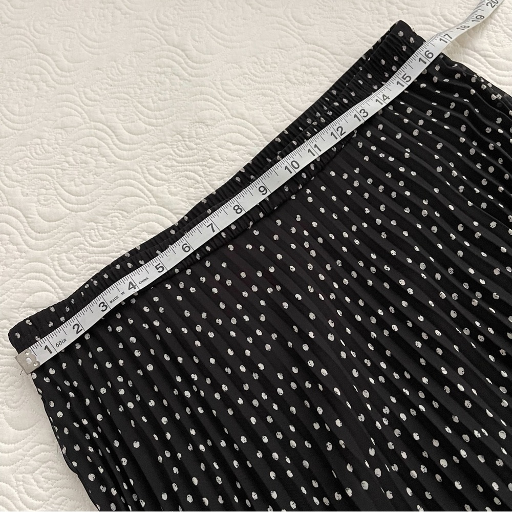 CHAPS Black and White Pleated Polka Dot Maxi Skirt Size Large - Picture 7 of 10